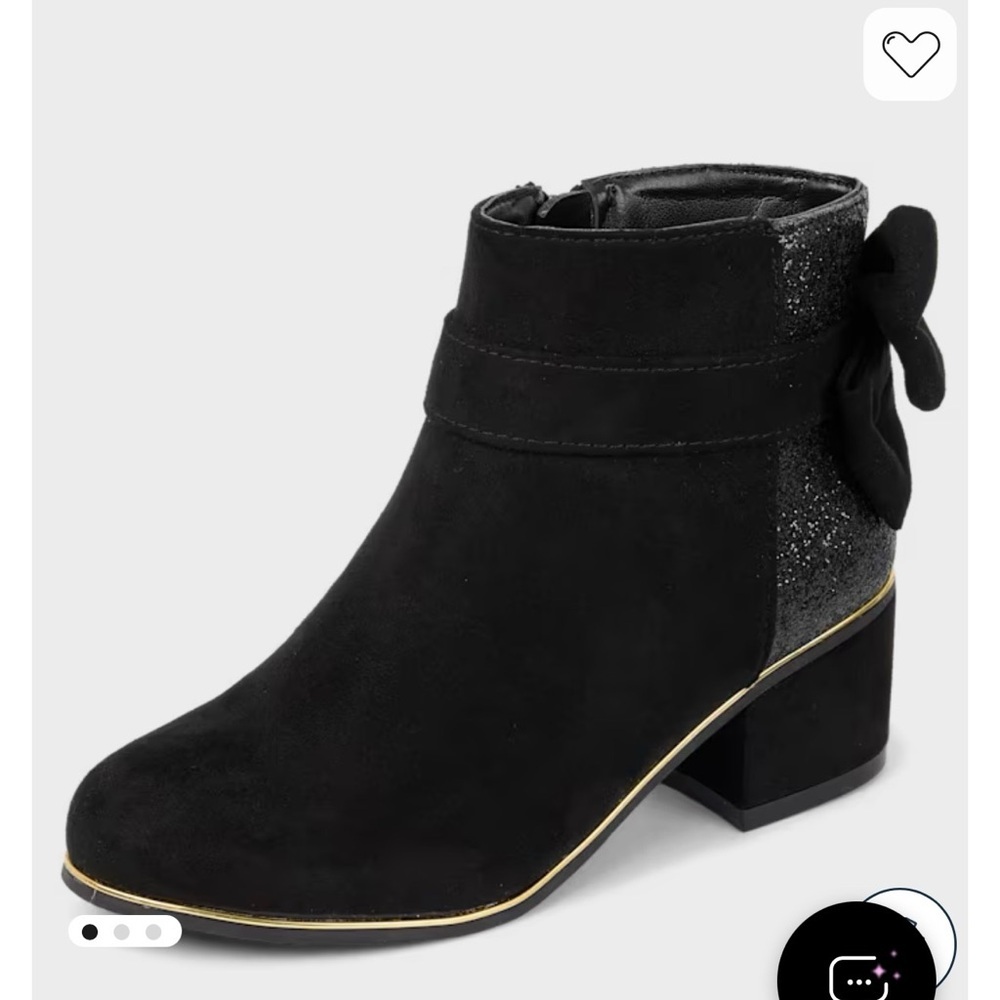 NWT Children’s Place girls black ankle booties with bow - Picture 3 of 6